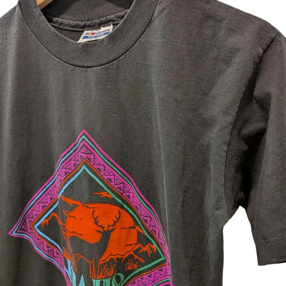 Vintage Idaho Elk Tee 90s Southwestern Graphic Single Stitch Wildlife Medium - Picture 3 of 7